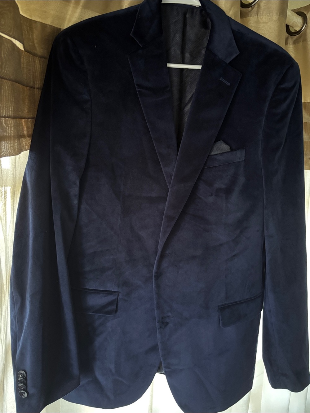 Alfani Navy Blue Velvet Sport Coat